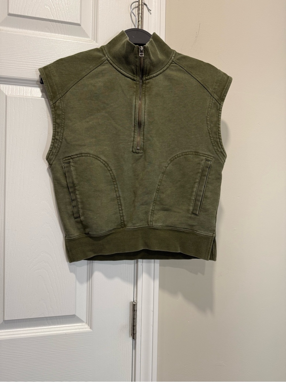 Daily Practice by Anthropologie Olive Half-Zip Lounge Top XXS